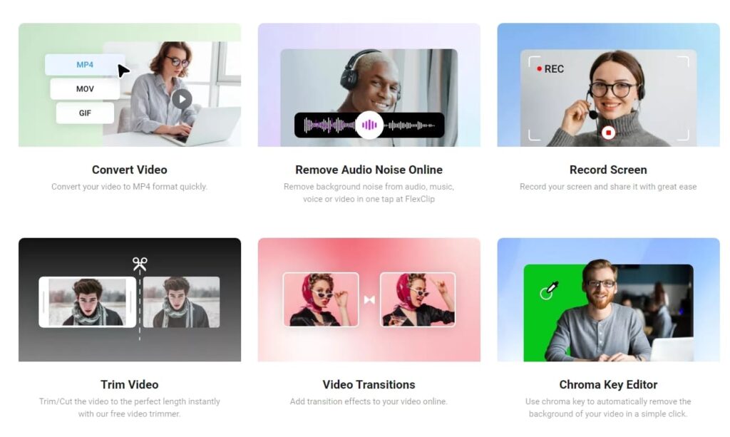 Strumenti di editing - compressione, taglio, conversione video e audio - FlexClip